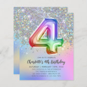 Budget Rainbow Glitter Folie Balloon 4e verjaardag (Voorkant / Achterkant)
