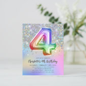 Budget Rainbow Glitter Folie Balloon 4e verjaardag (Staand voorkant)