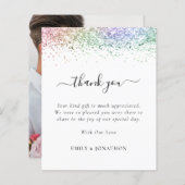 Budget Rainbow Glitter Foto Weddenschap Bedankt (Voorkant / Achterkant)