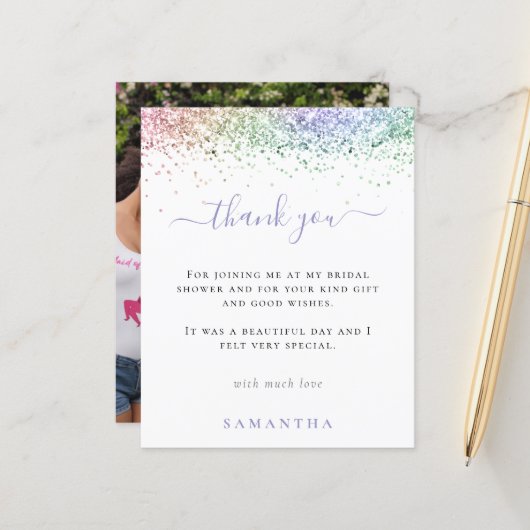 Budget Rainbow Glitter Photo Vrijgezellenfeest Bed (Voorkant / Achterkant in situ)