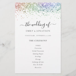 Budget Rainbow Glitter Script Weddenprogramma