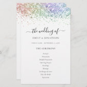 Budget Rainbow Glitter Script Weddenprogramma (Voorkant / Achterkant)