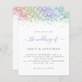 Budget Rainbow Glitter Script Wedding Invite (Voorkant / Achterkant)