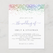 Budget Rainbow Glitter Script Wedding Invite (Voorkant)