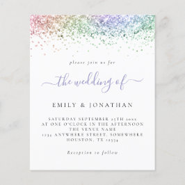 Budget Rainbow Glitter Script Wedding Invite