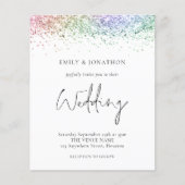 Budget Rainbow Glitter Wedding Uitnodiging (Voorkant)