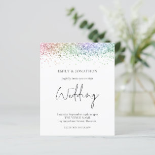 Budget Rainbow Glitter Wedding Uitnodiging