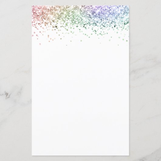 Budget Rainbow Glitter Wedding White Invite (Achterkant)