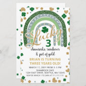 Budget Rainbow St Patrick Boy Birthday Uitnodiging (Voorkant / Achterkant)