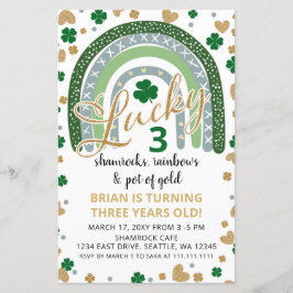 Budget Rainbow St Patrick Boy Birthday Uitnodiging