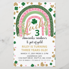 Budget Rainbow St Patrick Girl Birthday Uitnodigin