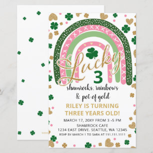 Budget Rainbow St Patrick Girl Birthday Uitnodigin