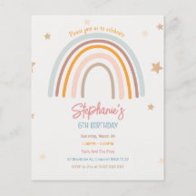 Budget Rainbow Stars Verjaardagsfeestuitnodiging