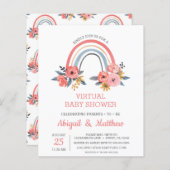 BUDGET Rainbow Virtual Baby shower Uitnodiging (Voorkant / Achterkant)
