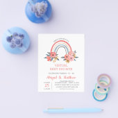 BUDGET Rainbow Virtual Baby shower Uitnodiging Flyer (Enkel)