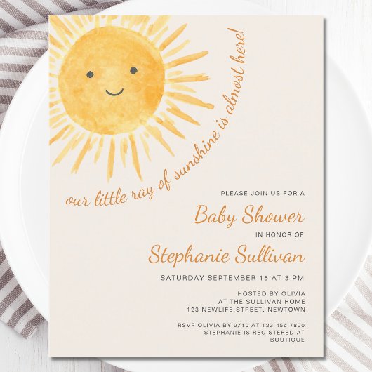 Budget Ray van Sunshine Boho Baby shower Invitatio