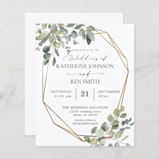 Budget REC Rustic Eucalyptus & Gold Lijst Wedding (Voorkant / Achterkant)