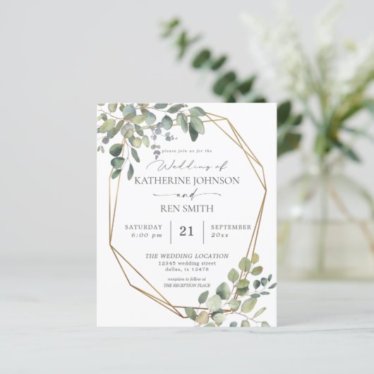 Budget REC Rustic Eucalyptus & Gold Lijst Wedding (Staand voorkant)