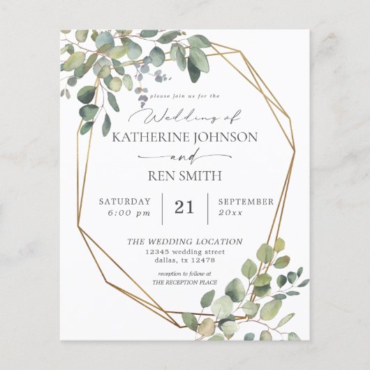 Budget REC Rustic Eucalyptus & Gold Lijst Wedding (Voorkant)