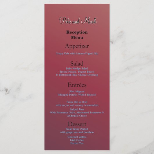 Budget Receptie Earth-tone Red Grote Waarde Fab Menu (Achterkant)