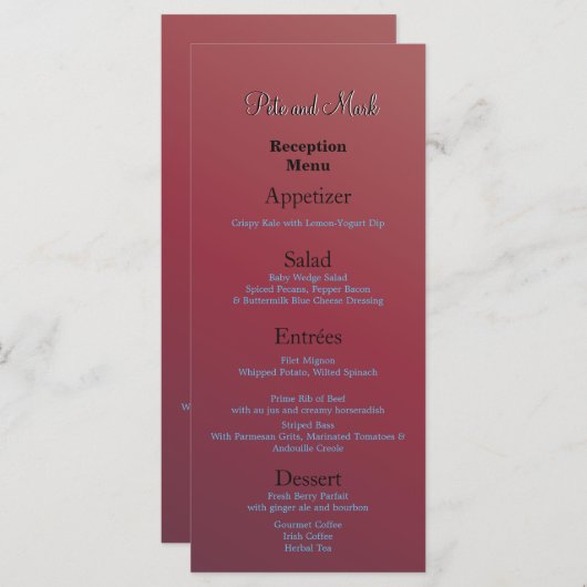 Budget Receptie Earth-tone Red Grote Waarde Fab Menu (Voorkant / Achterkant)