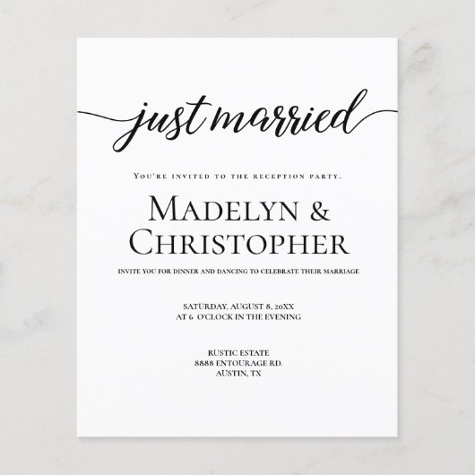 Budget Reception Only Weddenfoto Net getrouwd Flyer (Voorkant)