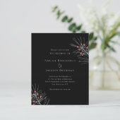 Budget Red Berries op Black Wedding Invitation (Staand voorkant)
