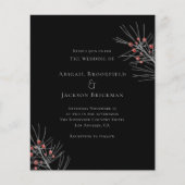 Budget Red Berries op Black Wedding Invitation (Voorkant)