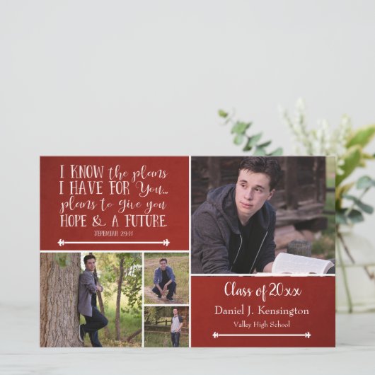 Budget Red Bijbel Verse Afstuderen Foto Collage (Staand voorkant)