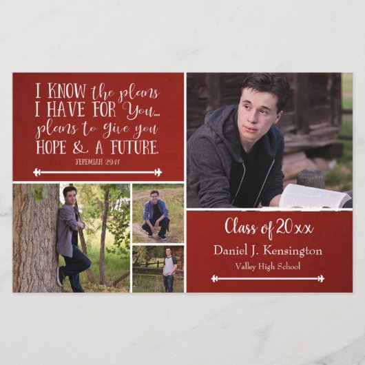 Budget Red Bijbel Verse Afstuderen Foto Collage (Voorkant)