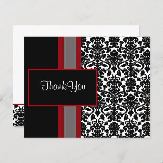 Budget Red Black Damask Weddenschap Hartelijk dank (Voorkant / Achterkant)