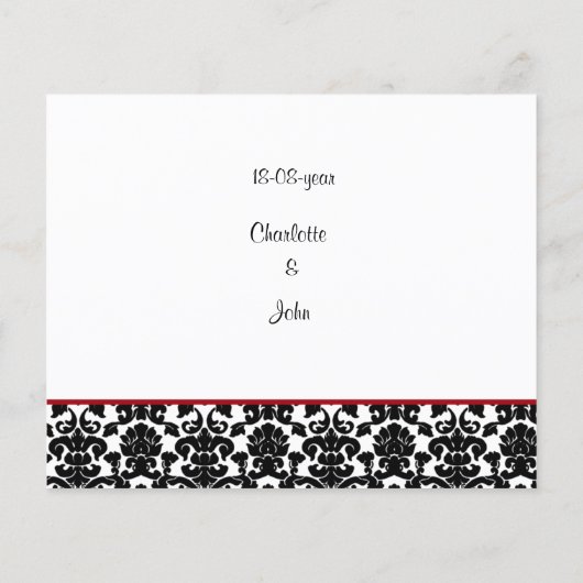 Budget Red Black Damask Weddenschap Hartelijk dank (Achterkant)