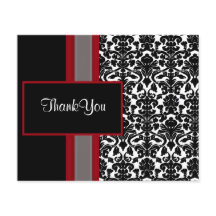 Budget Red Black Damask Weddenschap Hartelijk dank