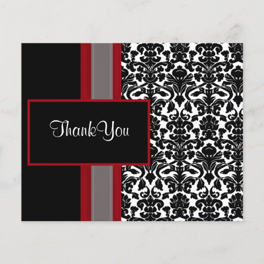 Budget Red Black Damask Weddenschap Hartelijk dank (Voorkant)