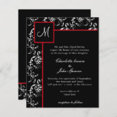 Budget Red Black Damask Wedding Invitations (Voorkant / Achterkant)