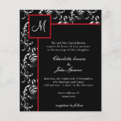 Budget Red Black Damask Wedding Invitations (Voorkant)
