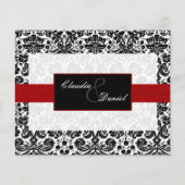 Budget Red Black Damask Wedding Uitnodiging (Voorkant)