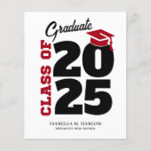 Budget Red Black Retro Afstuderen Aankondiging (Voorkant)