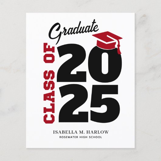 Budget Red Black Retro Afstuderen Aankondiging (Voorkant)