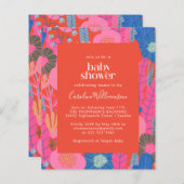 Budget Red Boho Floral Stylish Baby shower Invite (Voorkant / Achterkant)