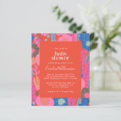 Budget Red Boho Floral Stylish Baby shower Invite (Staand voorkant)