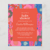 Budget Red Boho Floral Stylish Baby shower Invite (Voorkant)