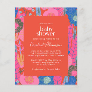 Budget Red Boho Floral Stylish Baby shower Invite