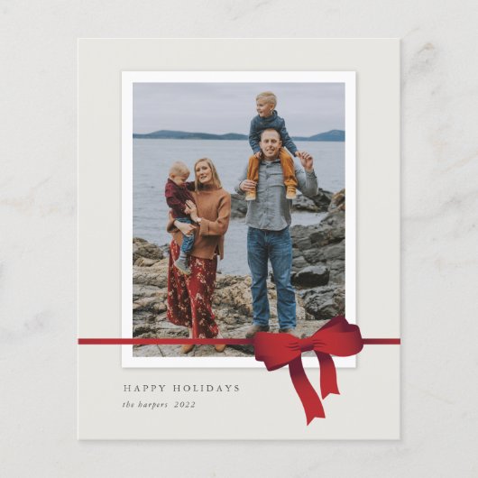 Budget Red Bow Foto kerstfeestdag Kaart (Voorkant)