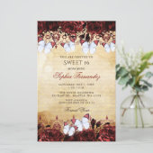 Budget Red Butterfly Sweet 16 Uitnodiging (Staand voorkant)