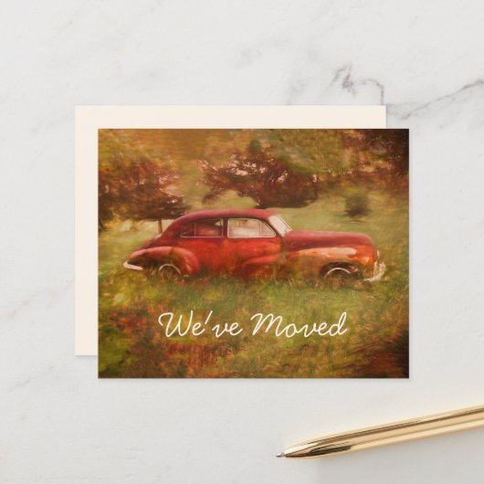 Budget Red Car Antiek Rustisch Nieuw startpunt (Voorkant / Achterkant in situ)