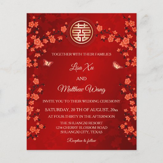 BUDGET Red Cherry Blossom | Chinese bruiloft (Voorkant)