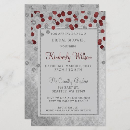 Budget Red Confetti Bridal Shower (Voorkant / Achterkant)
