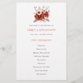 Budget Red Cream Florals Foliage Weduwprogramma (Voorkant)