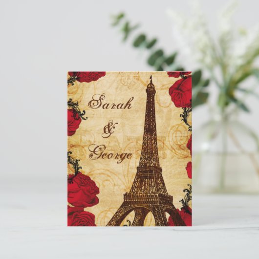 Budget Red Eiffer Tower Vintage Weddenschap (Staand voorkant)